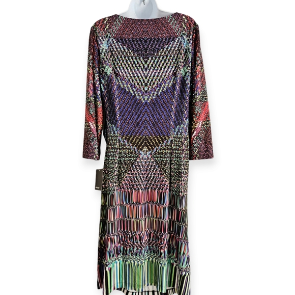 NWT Muse purple blue red green pink multiprint sheath dress Womens 12 - Picture 4 of 9